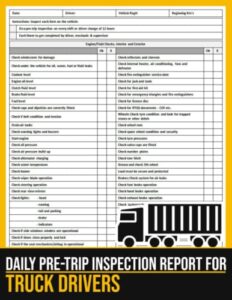 daily pre-trip inspection report for truck drivers: daily truck driver's log and pre-trip inspection log book, truck pre-trip inspection forms, 100 pages, large print 8.5 x 11 in