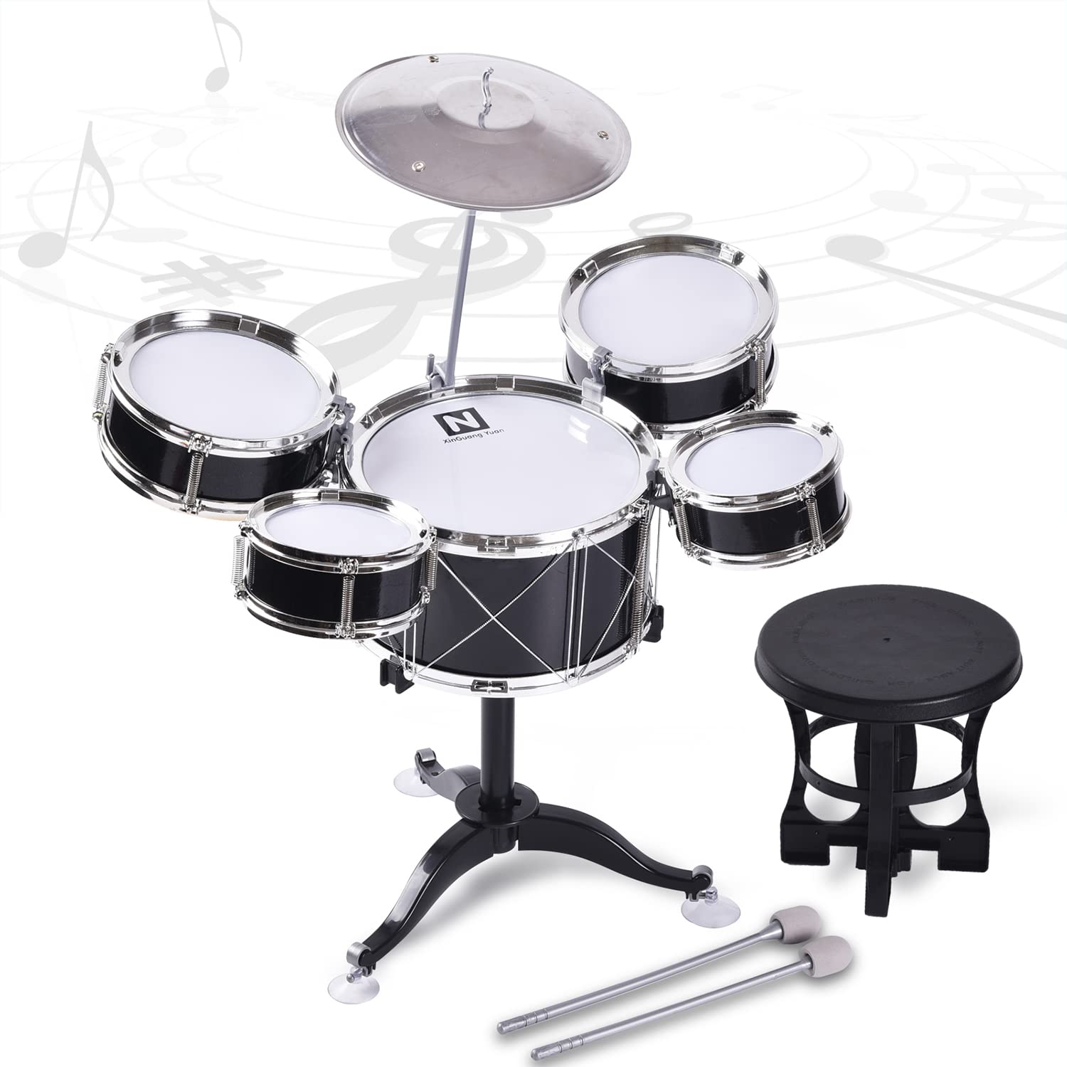 SZJYMY Children's Jazz Drum Set Percussion Children's Musical Instrument Set Education Stimulates Children's Creativity Suitable for 3-4 year old boys and girls (Black)