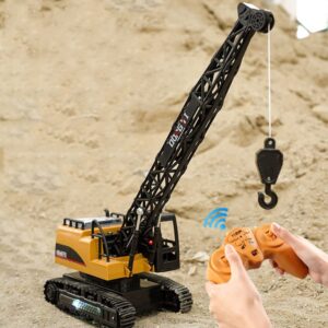 Adepe RC Truck Crawler Tower Crane Model Lifiting Cable Remote Control Excavator Tractor Digging Engineering Toy Construction Vehicle, Electric Crane Crawler Vehicle Toy Car Birthday Gifts