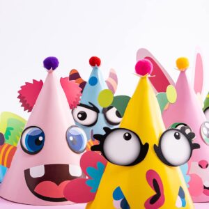 JOYIN 12 Sets Party Hats for Kids Birthday Party Games Craft Activities, Cute Animal Theme Birthday Hats Activity Kits with Stickers for Kids Holiday Party Favors