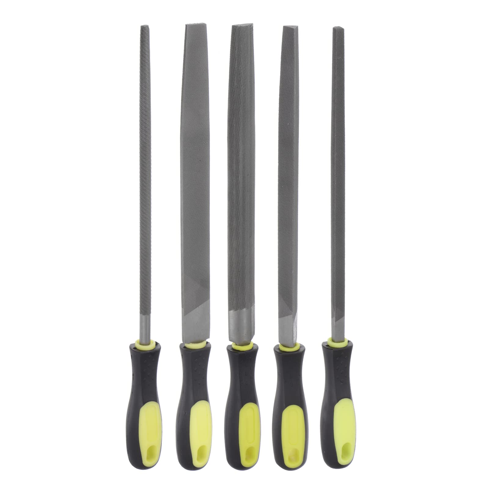 HARFINGTON Metal File Set 10" High Carbon Hardened Steel Cut Hand Rasp with Plastic Handle for Deburring and Removing Material (Round, Half-Round, Triangular, Flat, Square)