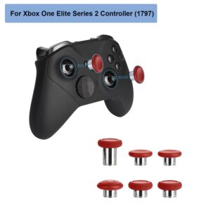 6 in 1 Metal Thumbsticks Analog Thumb Stick for Xbox One Elite Series 2 & Elite Series 2 Core Controller (Red)