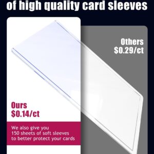 Top Loader for Cards 100 ct, 35 PT Premium 50 Top Loader and 50 Clear Soft Sleeves, Thick Hard Plastic Card Sleeves, 3" x 4" Trading Cards Protector for Game Cards, Sports Cards, Trading Cards