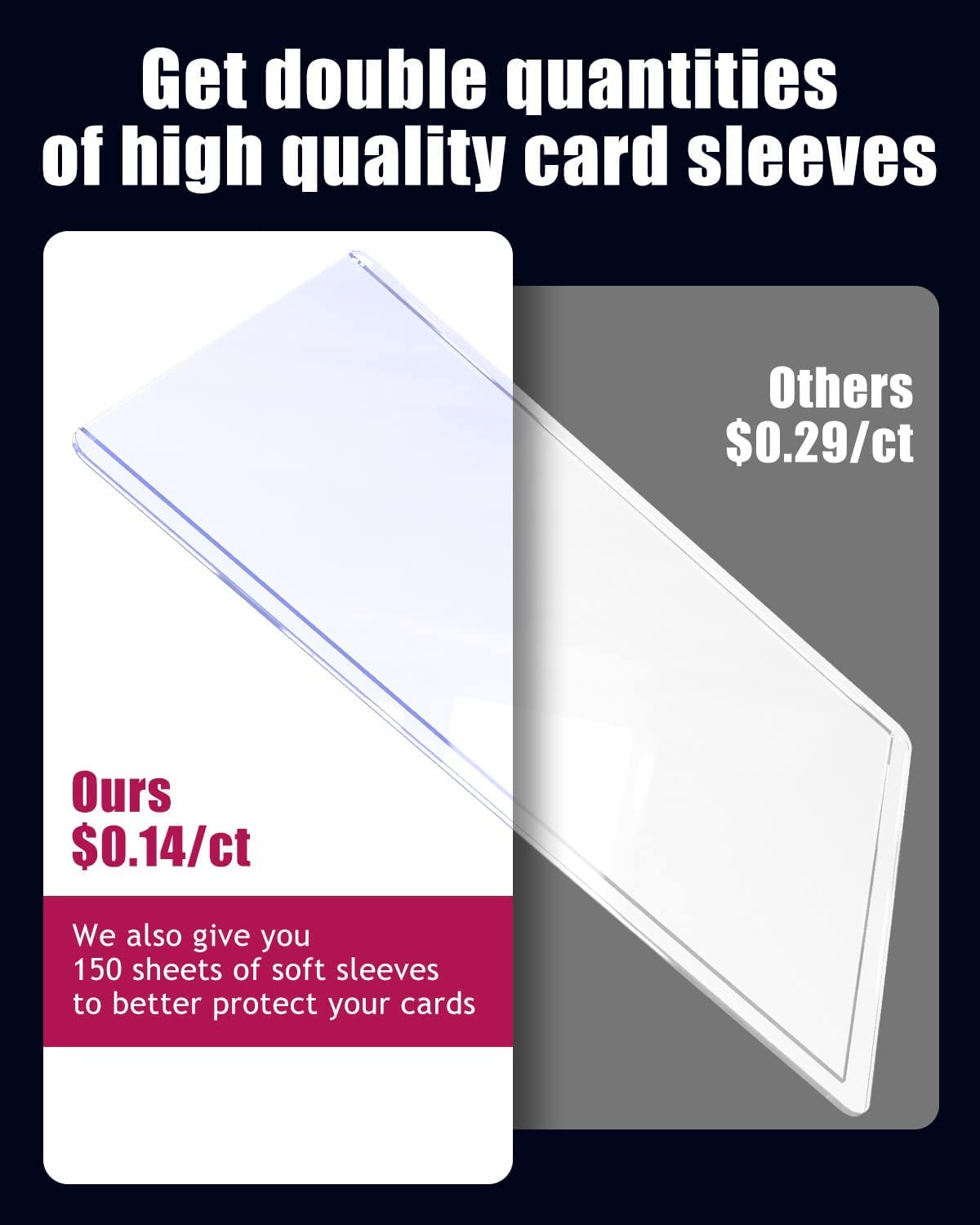 Top Loader for Cards 100 ct, 35 PT Premium 50 Top Loader and 50 Clear Soft Sleeves, Thick Hard Plastic Card Sleeves, 3" x 4" Trading Cards Protector for Game Cards, Sports Cards, Trading Cards