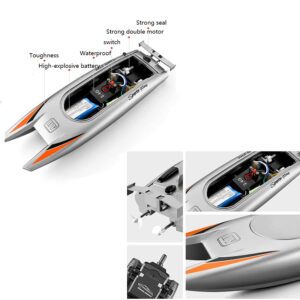 RC Speedboat 2.4GHz Remote Control Boat Ship with High Speed RC Yacht for Kids Adults Boys Girls Racing Boats with 3 Rechargeable Batteries Children's Pool Toy