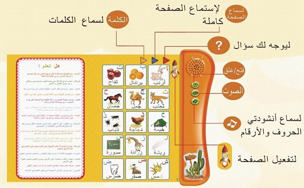 Educational book for children Arabic language, learning letters, numbers, colors and shapes, Arabic, learning writing, reading and hearing, An interactive books, Speech Therapy, Arabic Preschool Toys.