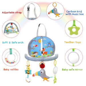 Infant Car Seat Toys for Babies 0-6 Months: Travel Baby Toy for Rear Car Seat, Adjustable Mobile Activity Arch with Music, Sensory Hanging Toy Fits Safety Car Seats, Crib, Stroller (Multi-color)