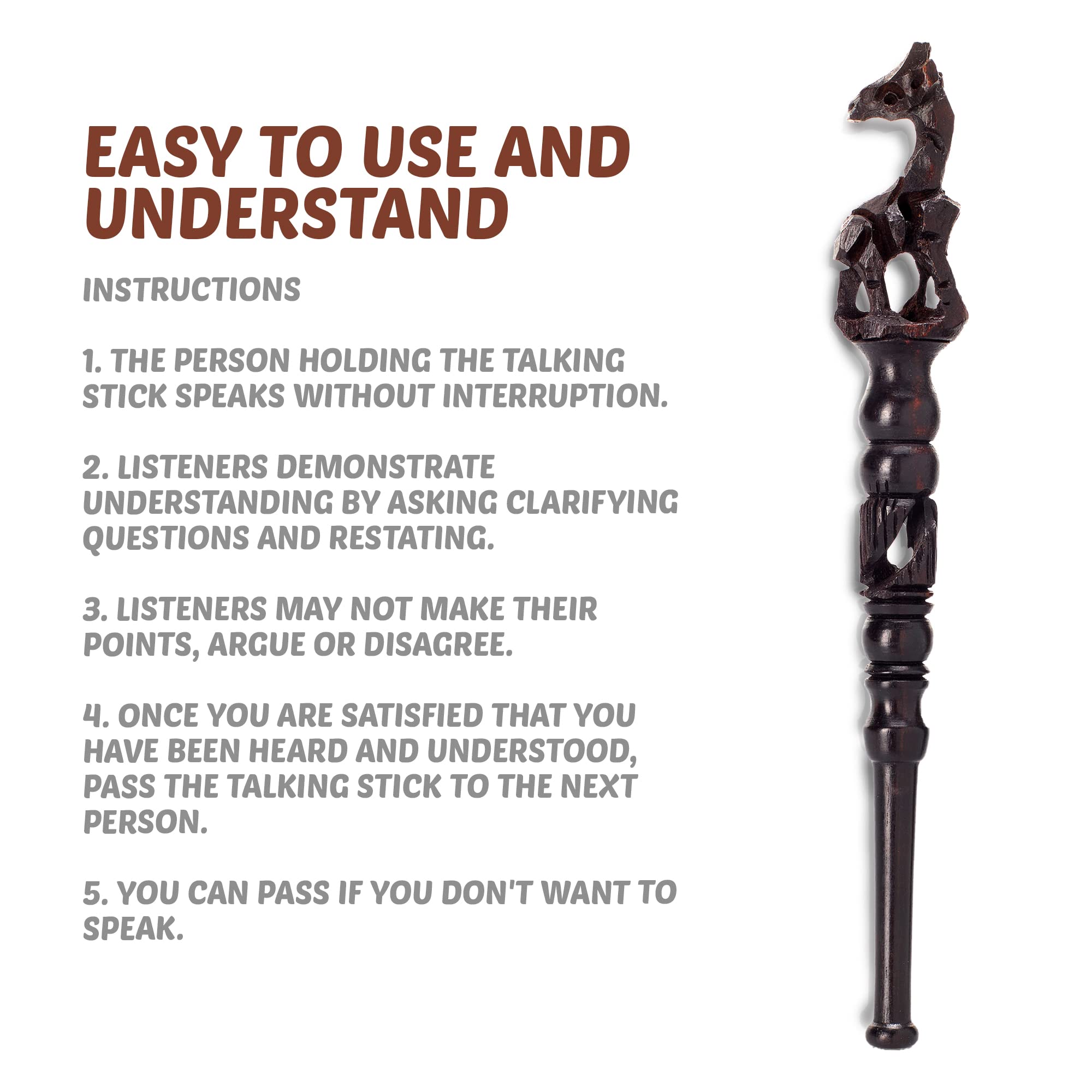 Giraffe NVC Talking Stick: Powerful Communication Tool for Balanced Dialogue, Storytelling and Peacebuilding