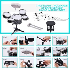 SZJYMY Children's Jazz Drum Set Percussion Children's Musical Instrument Set Education Stimulates Children's Creativity Suitable for 3-4 year old boys and girls (Black)