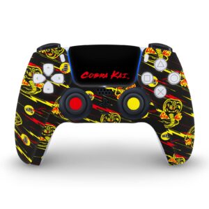 Head Case Designs Officially Licensed Cobra Kai Mixed Logos Iconic Vinyl Faceplate Sticker Gaming Skin Decal Cover Compatible With Sony PlayStation 5 PS5 Disc Edition Console & DualSense Controller