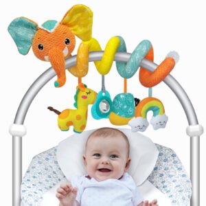 FATI Car Seat Toys Baby Toys 0-6 Months, Newborn Toys Infant Toys 0-3 Months, Stroller Toys for Baby Crib Carseat, Sensory Toys with Squeaker Teether Rattles for 0 3 6 9 12 Months Babies Ideal Gifts