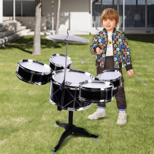 SZJYMY Children's Jazz Drum Set Percussion Children's Musical Instrument Set Education Stimulates Children's Creativity Suitable for 3-4 year old boys and girls (Black)