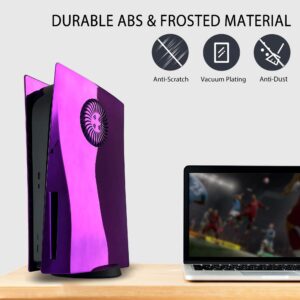 Faceplate with RGB Light Strip for PS5 DOBEWINGDELOU Glossy Face Plate 400+ Effects LED Light Ring Console Cover for P5 Disc Edition DIY Decoration Kit Accessories Electroplating Purple