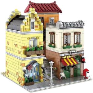 general jim's building blocks lighted music store coffee cafe shop and lounge modular building blocks bricks set | compatible with lego city sets