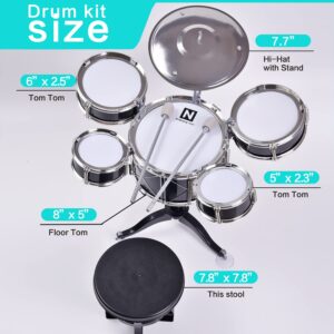 SZJYMY Children's Jazz Drum Set Percussion Children's Musical Instrument Set Education Stimulates Children's Creativity Suitable for 3-4 year old boys and girls (Black)