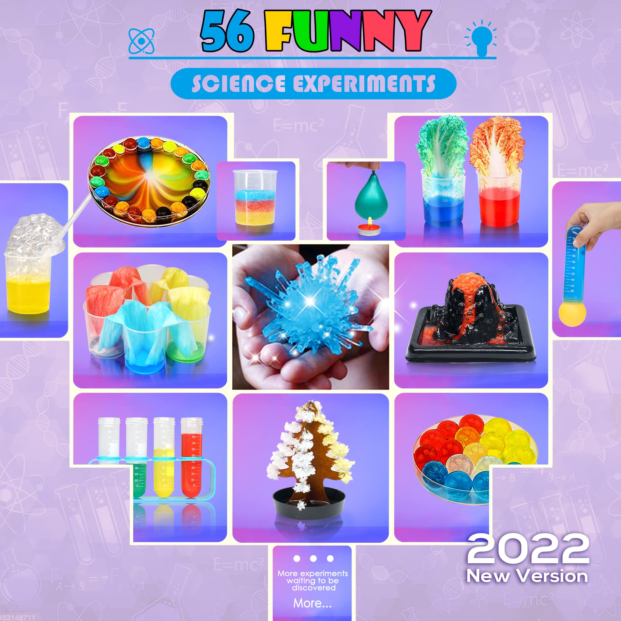 STEM Science Kits For Kids - 56 Science Lab Experiments For Teenagers Age 8-10-12-14 Volcano Crystal Growing Chemistry Projects,Educational Activities Toys Game For Boy & Girl Christmas Birthday Gifts