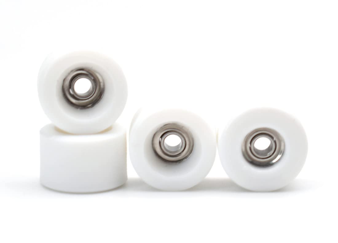 SAIKOOWA 4pcs Apex 68D Urethane Fingerboard Wheels,7.5mm Diameter -ABEC-9 Ultra Spin Chrome Steel Bearings with 1pcs Fingerboard Tool (White)