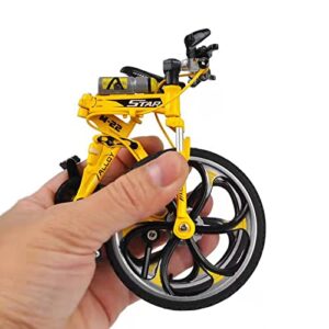 JKAHOBBY 1/8 Mountain Folding Bike Model w/Rise Rope RC Accessories 1 PCS Mini Bicycle Toy for RC Crawler (Yellow)