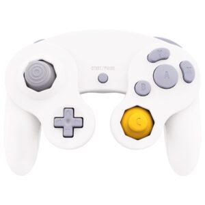 eXtremeRate White Faceplate Backplate for Nintendo Gamecube Controller, DIY Replacement Front Back Housing Shell Cover with Buttons for Nintendo Gamecube Controller - Controller NOT Included