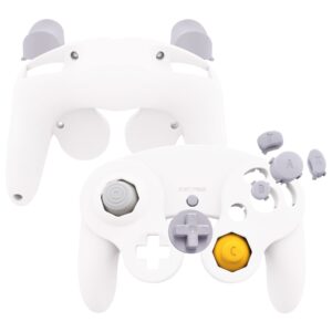 eXtremeRate White Faceplate Backplate for Nintendo Gamecube Controller, DIY Replacement Front Back Housing Shell Cover with Buttons for Nintendo Gamecube Controller - Controller NOT Included