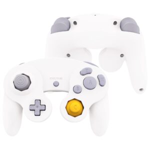 eXtremeRate White Faceplate Backplate for Nintendo Gamecube Controller, DIY Replacement Front Back Housing Shell Cover with Buttons for Nintendo Gamecube Controller - Controller NOT Included