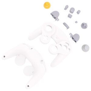 eXtremeRate White Faceplate Backplate for Nintendo Gamecube Controller, DIY Replacement Front Back Housing Shell Cover with Buttons for Nintendo Gamecube Controller - Controller NOT Included