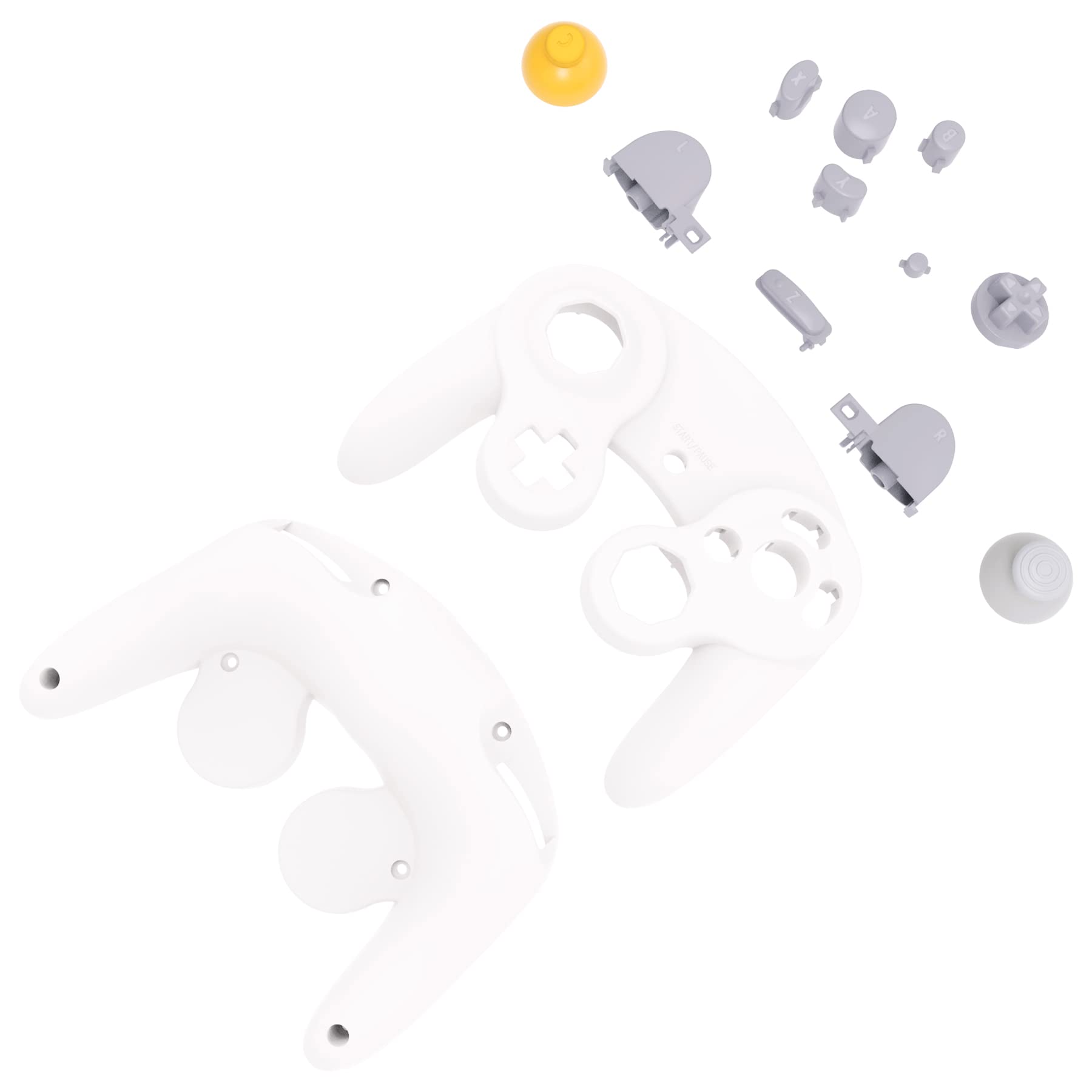 eXtremeRate White Faceplate Backplate for Nintendo Gamecube Controller, DIY Replacement Front Back Housing Shell Cover with Buttons for Nintendo Gamecube Controller - Controller NOT Included