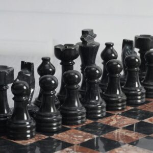 Radicaln Marble Chess Pieces Black & Marinara 3.5 Inch King Figures Handmade 32 Chess Figures - Suitable for 16-20 Inch Chess Game - Board Games