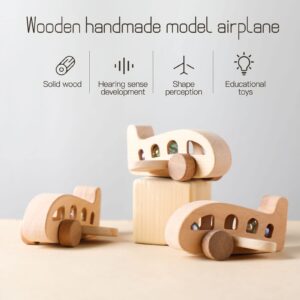 ibwaae Wooden Airplane Toys, Air Transport Vehicles Play Set, Wooden Pull Games, Learning Gift Montessori Toy for Baby Toddler Boys Girls