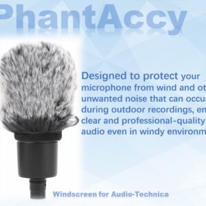 PhantAccy Pop Filter/Windscreen for Audio-Technica AT-2020 AT-2035 AT-2040 AT-2040 AT-2050 AT-2500 AT-4040 Microphones, Furry Mic Cover for Wind and Ambient Noise Reduction (Furry-BlackWhite)