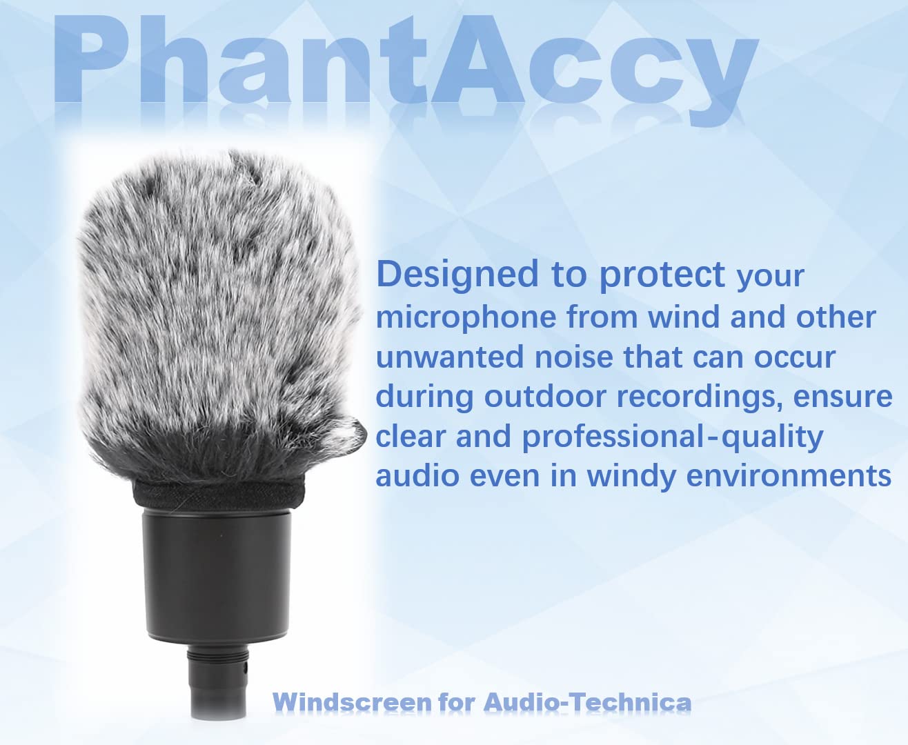 PhantAccy Pop Filter/Windscreen for Audio-Technica AT-2020 AT-2035 AT-2040 AT-2040 AT-2050 AT-2500 AT-4040 Microphones, Furry Mic Cover for Wind and Ambient Noise Reduction (Furry-BlackWhite)