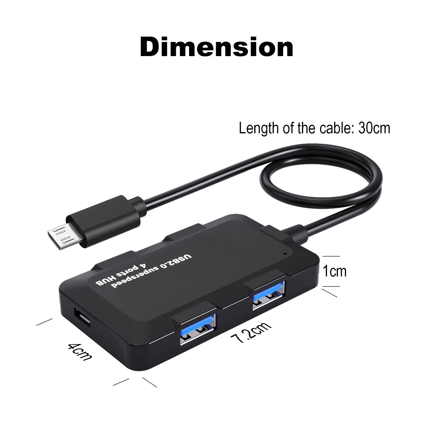 AreMe Micro USB OTG Cable Adapter with 4 USB Ports + Power Port for Fire Stick 4K and More Host Devices with Micro USB