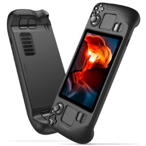 Fintie Silicone Case for Steam Deck - Soft [Anti-Slip] [Shockproof] Protective Cover, Drop Protection Case for Steam Deck (Black)