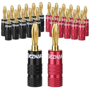 Banana Plugs with Dual Set Screws,Black and Red Aluminum Shell,12 Pairs/24 Pcs