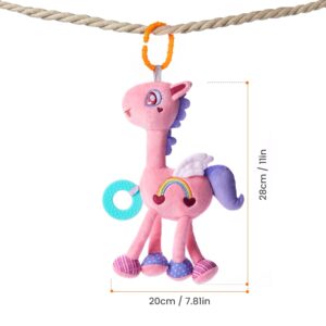 TUMAMA Baby Plush Hanging Rattle Toys, Crib Car Seat Travel Stroller Playmat Soft Plush Toy with Wind Chimes, Best Birthday Gift for Newborn 0-12 Months