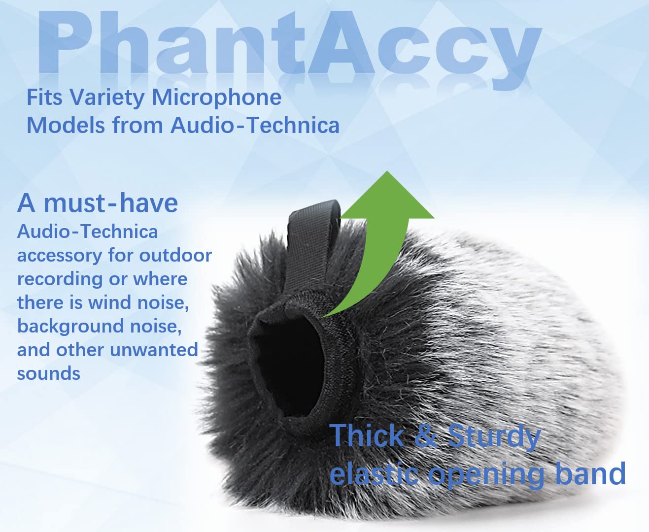 PhantAccy Pop Filter/Windscreen for Audio-Technica AT-2020 AT-2035 AT-2040 AT-2040 AT-2050 AT-2500 AT-4040 Microphones, Furry Mic Cover for Wind and Ambient Noise Reduction (Furry-BlackWhite)