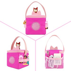 Carrying Bag for Toniebox and Tonies Figures, with Cover for Tonies Ears, Storage Case for Toniebox Characters and Accessories, Pink