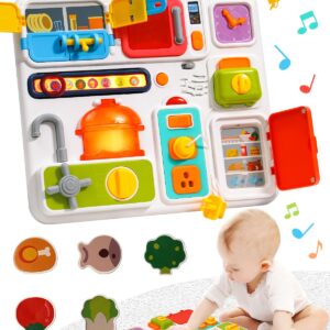 Busy Board for 1 2 3+ Year Old Baby Musical Toy for Boy Girl Montessori Travel Sensory Toys Toddlers Kitchen Fine Motor Skills