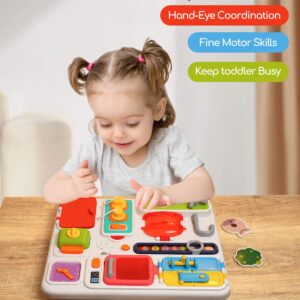 Busy Board for 1 2 3+ Year Old Baby Musical Toy for Boy Girl Montessori Travel Sensory Toys Toddlers Kitchen Fine Motor Skills