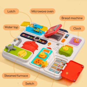 Busy Board for 1 2 3+ Year Old Baby Musical Toy for Boy Girl Montessori Travel Sensory Toys Toddlers Kitchen Fine Motor Skills