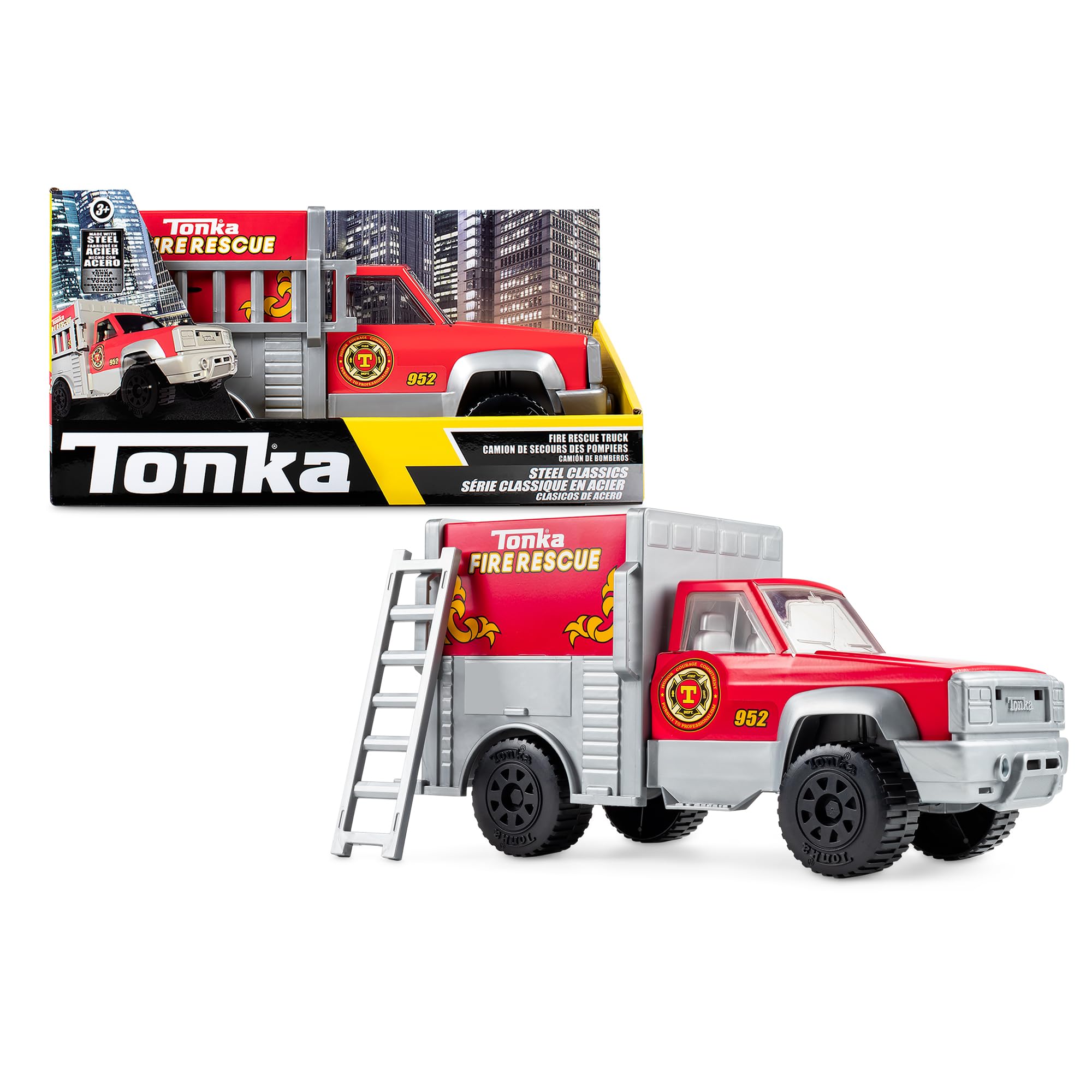 Tonka 06189 Steel Classics Rescue Truck, Kids Construction Toys for Boys and Girls, Vehicle Toys for Creative Play, Toy Trucks for Children Aged 3 +