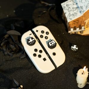 GeekShare Halloween Cute Silicone Joycon Thumb Grip Caps, Joystick Cover Compatible with Nintendo Switch/OLED/Switch Lite,4PCS - Skull Cat