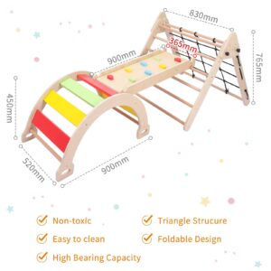 Toddler Indoor Gym Playset, 3-in-1 Wooden Climbing Toys, Triangle Folding Climbing for Climbing & Sliding for Boys and Girls,18M+