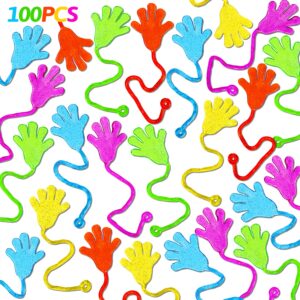 100pcs glitter sticky hands party favors for kids birthday supplies halloween goodie bag stuffers classroom treasure box carnival prizes bulk treat gift trinkets pinata filler stuff mini stretchy toys