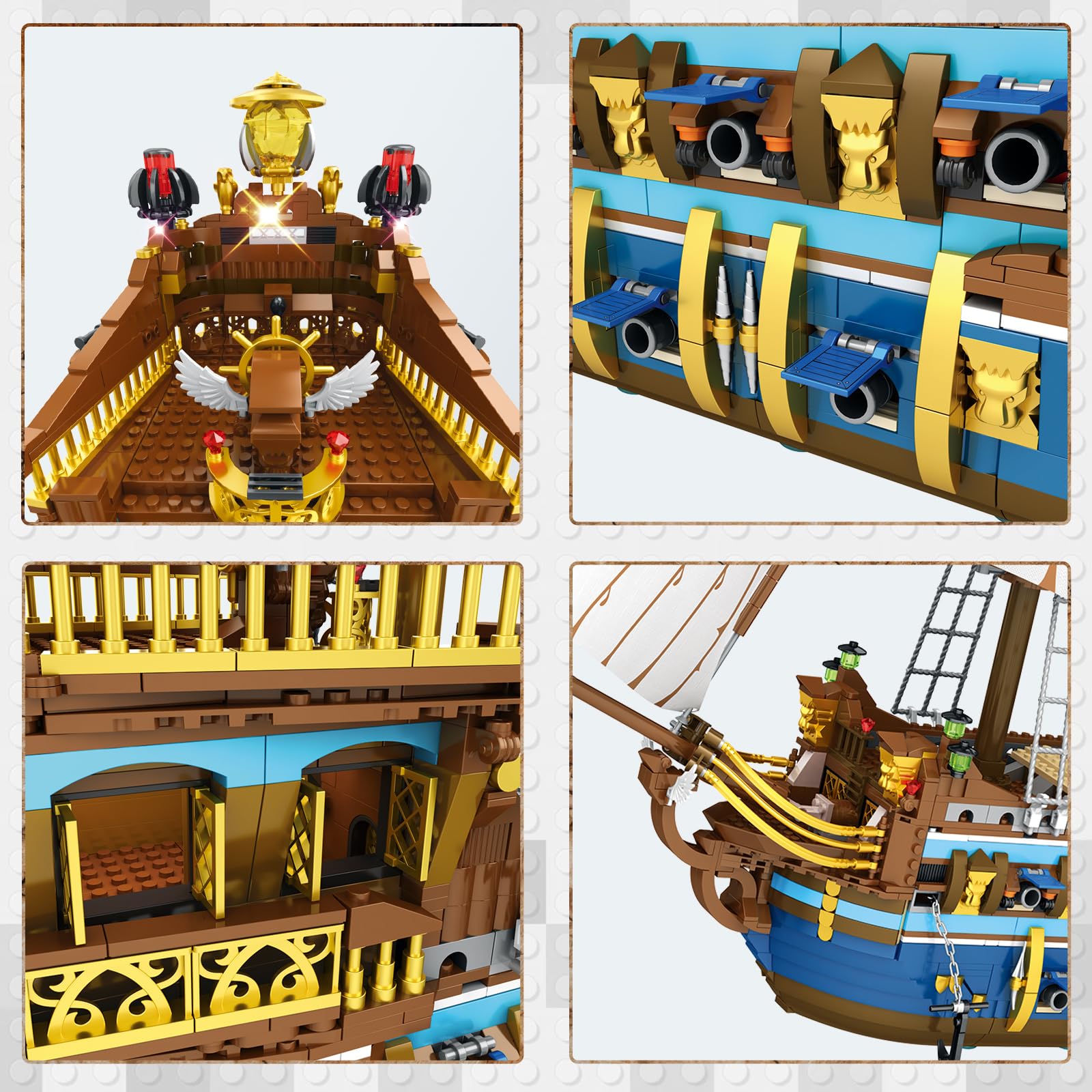 JMBricklayer Pirate Ship Building Sets for Adults, Gorgeous Royal Fleet Ship with Tiered Design, Attractive Pirate Toys Building Blocks Pirate Ship Large Model, Gifts for Teens Adults(3162 Pieces)