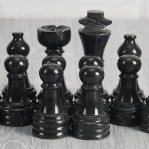 Radicaln Marble Chess Pieces Black & Marinara 3.5 Inch King Figures Handmade 32 Chess Figures - Suitable for 16-20 Inch Chess Game - Board Games