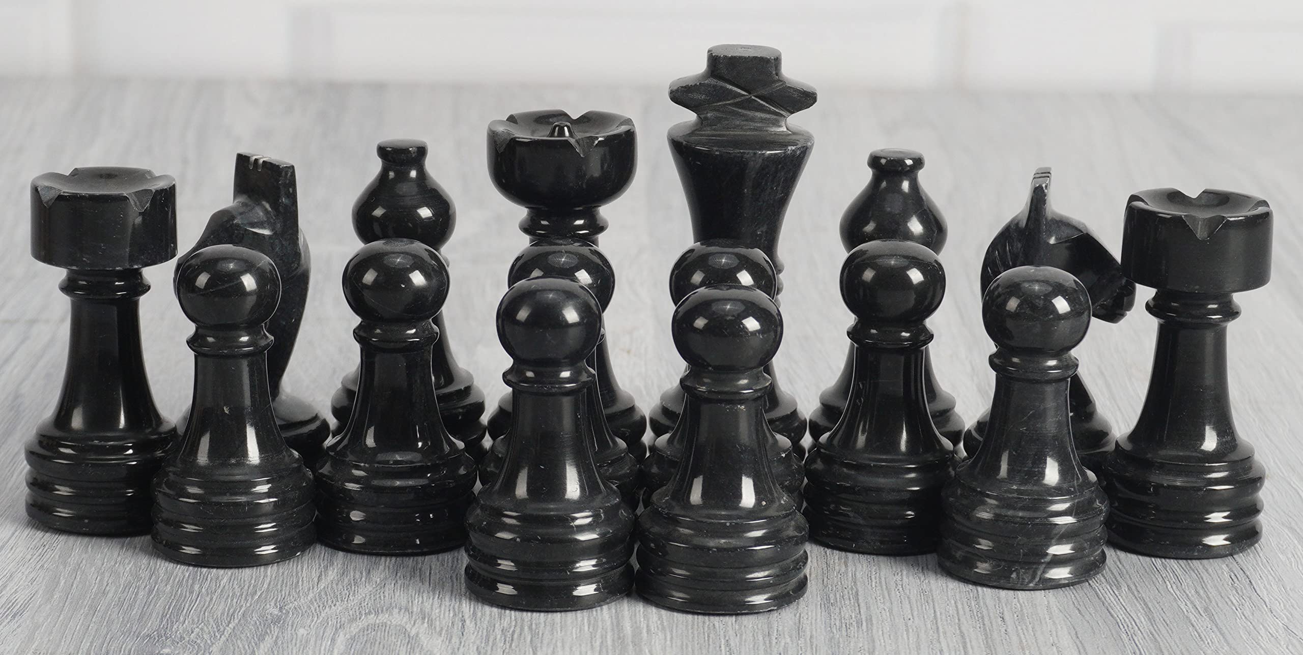 Radicaln Marble Chess Pieces Black & Marinara 3.5 Inch King Figures Handmade 32 Chess Figures - Suitable for 16-20 Inch Chess Game - Board Games