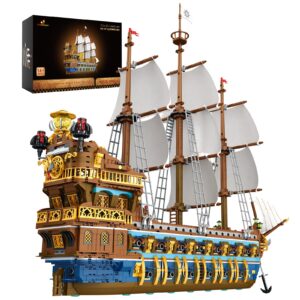 jmbricklayer pirate ship building sets for adults, gorgeous royal fleet ship with tiered design, attractive pirate toys building blocks pirate ship large model, gifts for teens adults(3162 pieces)