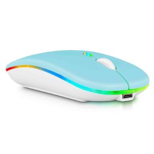 urbanx 2.4ghz & bluetooth mouse, rechargeable wireless mouse for huawei y max bluetooth wireless mouse for laptop/pc/mac/computer/tablet/android rgb led turquoise