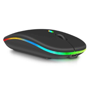 urbanx 2.4ghz & bluetooth mouse, rechargeable wireless mouse for samsung galaxy tab a7 lite bluetooth wireless mouse for laptop/pc/mac/computer/tablet/android rgb led onyx black